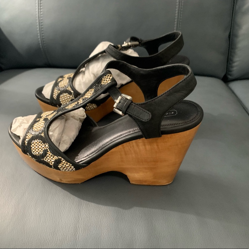 Coach wood platform sandals